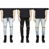 Man gescheurde jeans High Street Retro America blauwe jeans voor heren Oversized gescheurde denim skinny slanke broek