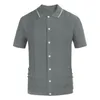 Suéteres masculinos primavera e verão moda casual botão pesado camisetas grandes grandes altos para homens cabidos vestido formal