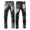 new arrival Purple Designer Pant Stacked Trousers Biker Embroidery Ripped for Trend Size Jeans Men Tears European Jean Hombre Mens Pants.