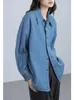 Women's Blouses ADAgirl Blue Denim Shirt Women Vintage Classic Button Up Oversized Streetwear Loose Causal Cowboy Outfits Old Money