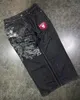 Jeans larghi ricamati con grafica retrò Hip Hop Jeans Y2K Harajuku Pantaloni neri Uomo Donna Pantaloni larghi a vita alta gotici 240119