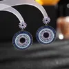 Charm European and American New Style Earrings Women's Retro Blue Gradual Change Pink Cubic Zirconia Ring Earrings