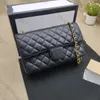 سلسلة CF أكياس مرآة جودة المرأة مصممة حقيبة يد كلاسيكية سلاسل محفظة رفرف الكافيار أكياس جلدية ذهبية من الجلد.