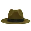 Vintage Classic Felt Jazz Fedoras Şapkaları Büyük Brim Cloche Kovboy Panama Kadın Erkekler Siyah Kırmızı Trilby Derby Bowler Top Hat 240124