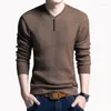 Men's Sweaters Man Casual Fleece Solid Color Sweater V-neck Knit Pullover Plus Size