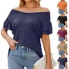 Kvinnors T -skjortor Puff Sleeve Off Shoulder Crop Tops Women Sexig Solid Short Tube Blus Loose Daily Wear Summer Shirt Y2K beskuren