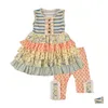 Kleidung Sets Europa Stil Baby Mädchen Baumwolle Oufits Sommer Kinder Streifen Blumen Punkte Rüschen Kleid Spitze Gedruckt Hosen 2 stücke anzüge Kinder Dhwez