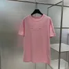 T-shirt feminina roupas de grife verão marca na moda algodão puro carta de alta qualidade em relevo rosa bonito moda solta casual