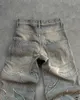 Herren Jeans Vintage Raw Edge Denim Hosen Stickerei Streetwear Distressed Patchwork Baggy Jeans für Männer Y2k Frauen Gerade Hose mit weitem Bein T240126