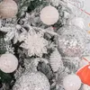 パーティーデコレーションホワイトパールクリスマスボールグリッター装飾Xmasの木の装飾年販売Adornos Navida 2024 PLSTIC