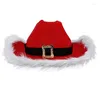 Baretten Kerst Kerstmuts Country Western Cowgirl Veren Cowboy Voor Party Po Props Headwaer Geschenken