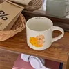 Muggar tecknad keramisk mjölkkopp med valptryck söt kaffemugg kreativ hög kapacitet hem bordsavtal vän par gåva