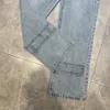 Damesjeans designer klassieke lange broek gewassen en gemalen witte hoge taille losse casual letter reliëf vroege lentestijl