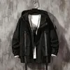 Men's Jackets Streetwear Spring Bomber Jacket Men Nice Hooded Ribbons Mens Coat Casual Windbreaker Pockets Man Outwear