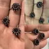 Set GEM'S BALLET 925 Sterling Silver Gemstone Cluster 6mm Smeraldo Nero Granato Set di gioielli da sposa Orecchini per le donne Anello nuziale