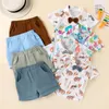 Kleidungssets 2024-01-09 Lioraitiin Kleinkind Baby Junge Ostern Outfit Revers Button-Down Kurzarm Hemd Elastische Taille Shorts Set Jungen