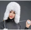 Berets Damen Herbst- und Wintermode-Stil, verdickter warmer Wollball-Gehörschutz mit Samt-Kunstfell-Haar-Baumwollhut