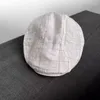 Berets wiosna letnia linijka sboy cap biały oddychający beret męski literacki retro kapelusz retro hat z kapeluszem Anglii Hats Mężczyzna 46
