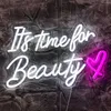 LED Neon Sign It's Time For Beauty Neon Sign LED Lights Lash Room Decoration Wall Art Neon Light Beauty Lash Salon Studio Wall Decor Signboard YQ240126