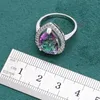 Sets Water Drop Rainbow Topaz 925 Silver Wedding Jewelry set for Women Party Bracelet Earrings Necklace pendant Ring