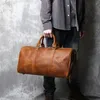 Duffel Taschen Retro Crazy Horse Skin Reisetasche für Kopfschicht Rindsleder Handheld Motorrad Gepäck mit großer Kapazität Geschäftsreise