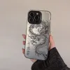 Designer telefone caso moda ano de casos de dragão para iphone 15 pro max 14 plus 13 12 11 luxo phonecase mens à prova de choque preto branco capa shell -3