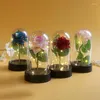 Kwiaty dekoracyjne Rose światło sztuczna lampa galaktyki z diodą LED w szklanym wesele Walentynkowym Prezent dla dziewcząt kobiety
