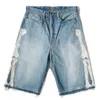 2024 Summer Shorts Men denim byxor mörkblå mode raka korta jeans