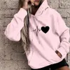 Bluzy męskie bluzy z kapturem Dropshipping !! Nowe przybycie kobiety z kapturem sznurka ciepłe pullover serce wiosenne bluza z kapturem T240126