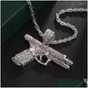 Hanger Kettingen Iced Out Zirconia Pistool Ketting Bling Mode Prachtige Sieraden Persoonlijkheid Hip Hop Hine Gun Voor Mannen Drop Dh7Ra