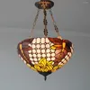 Kroonluchters Vintage Eetkamer Hanglamp Met 16 Inch Schaduw Verstelbare Glas-in-lood Plafondlamp Armaturen Voor Restaurant