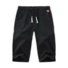 Men's Shorts Elastic Rise Trousers For Man Casual Cropped Pants Summer Solid Drawstring Comfortable Male Trouser Ropa