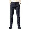 Men's Suits Solid Color Men Casual Trousers Formal Business Style Straight Pants With Mid Waist Full Length For Comfort