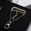 Brief Zwart Goud Ketting Hanger Ketting Kettingen Mode Neckalce Voor Vrouw Paar Diamanten Ketting Huwelijkscadeau Sieraden