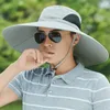 Ampla borda chapéus homens chapéu verão ao ar livre moda panamá proteção solar pesca bonés grande viseira pescador uv gorros