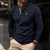 POLO à manches longues imprimé pour hommes, loisirs d'automne et d'hiver, t-shirt boutonné à revers de haute qualité, taille européenne, manches longues, 240118