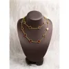 Van-Clef Arpes Ожерелье Дизайнерское роскошное модное женское ожерелье с четырьмя листьями травы Двусторонняя счастливая красная халцедоновая утолщенная гальванизированная цепочка для свитера