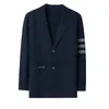 Men's Sweaters Striped Elastic Suit 2024 Spring V-neck Cardigan Black Jacket Single Breasted Sweater