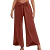 Frauen Hosen Böhmischen Frauen Flowy Breite Bein Casual Sommer Strand Spitze-Up Mode Einfarbig Baggy Hosen Pantalones De mujer