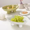 Plattor Solid Color Creative Ceramic High Legged Fruit Tray Living Room Tea Table Snack Plate Candy Nut Home Storage