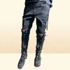 Mäns jeans y2k män stretchig rippade magra svarta smala hålbyxor estetiska rhines streetwear denim blyertsbyxor7025625