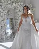 Luxury Pearls Mermaid Wedding Dresses Detachable Train Strapless Bridal Gowns Deep V Neck Bride Dress Custom Made Plus Size