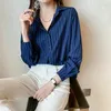 Blusas femininas moda mulher 2024 chiffon camisa de manga longa topos coreano blusa branca camisas listradas topo bastante elegantes roupas