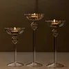 Bougeoirs minimalistes, 2 pièces, Style moderne, décoration de la maison, accessoires de bureau en verre, ornements de bureau, chandeliers transparents, artisanat