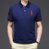 Mens T-shirts Ny klassisk broderad polo-skjorta 2023 Trendiga varumärke Summer Mens Shirt Short Sleeve Top Mens Business Casual T-shirt T240126