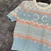 Womens Jacquard Knit Knitwear Jumper Hoodie Designer Knit Sweater Summer Short Sleeve Knitted Tops