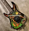 Vänsterhand George Lynch Skulls Snakes Electric Guitar Lefty Floyd Rose Tremolo Bridge Locking Nut Skull Sword Inlay Rosewood Fingerboard Black Hardware