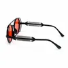 Lunettes de soleil Punk Steampunk Double branches à ressort, lunettes de soleil rondes de Style gothique UV400, lunettes de Protection