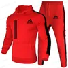 Trainingspakken voor heren 2-delige trainingspakken voor heren 2024 Herfst Winter Joggen Sportpakken Sets Trainingspakken Hoodies Jassen en atletische broeken Herenkleding T240131