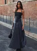 Sukienki swobodne mody plisowane kobiety proce sukienka maxi elegancka bez rękawów opakowanie klatki piersiowej szczupły 2024